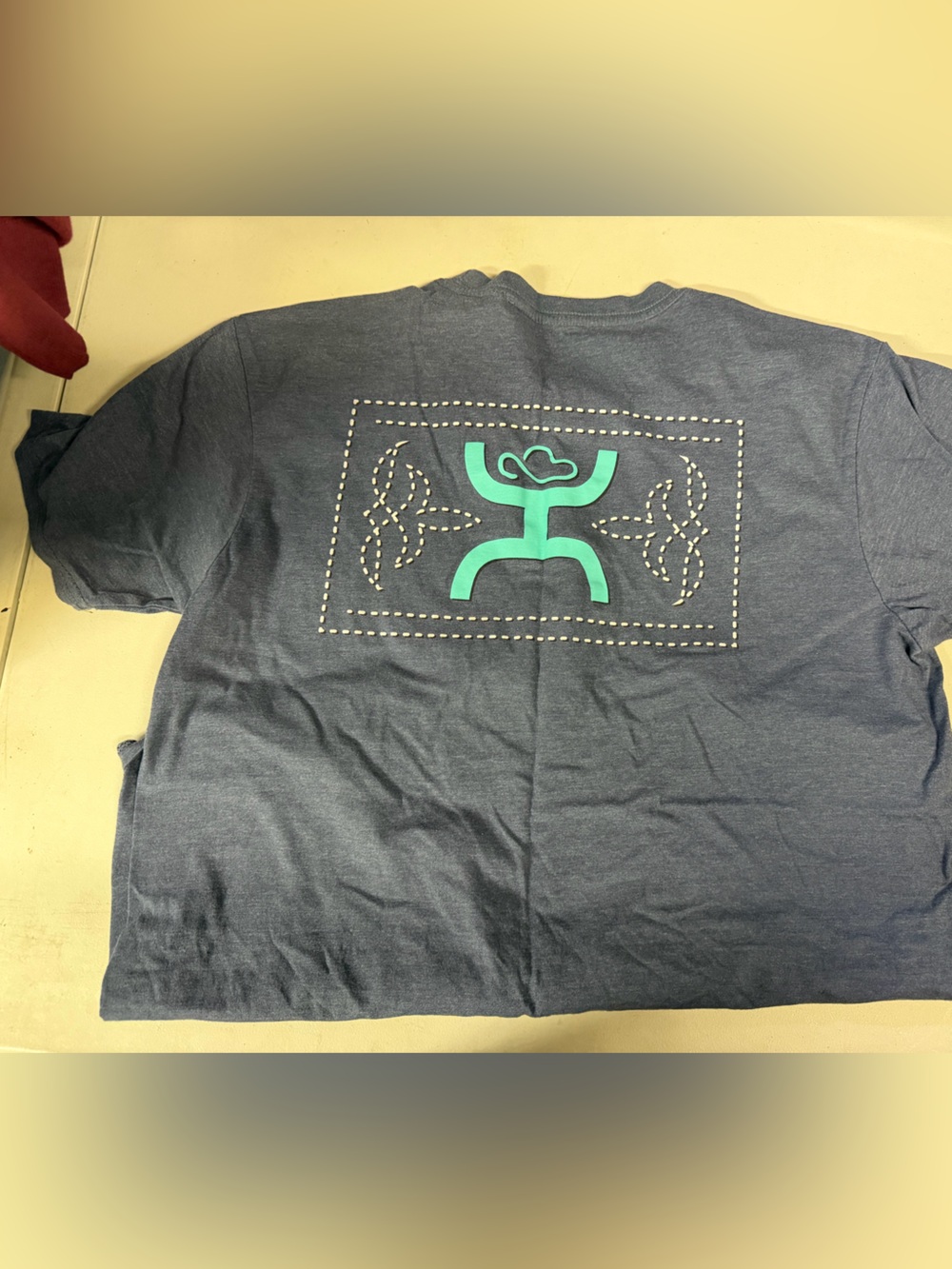 Navy Graphic Tee with Teal Logo Hooey size large